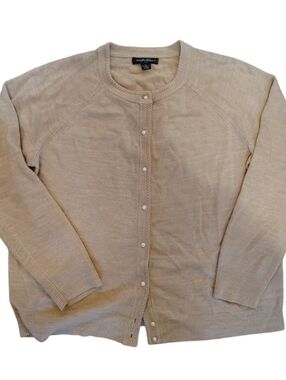 Designers Originals Beige Crewneck Button-Front Cardigan